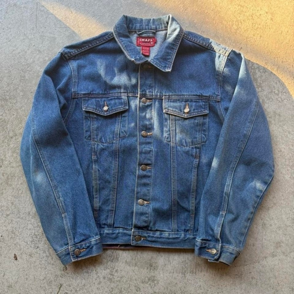 Early 2000s Chaps Ralph Lauren Denim Jacket Western Workwear Cropped Boxy